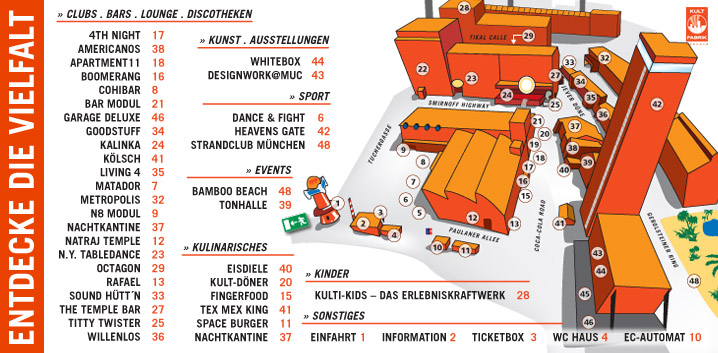 La Mappa dei Clubs all'interno del Kultfabrik.